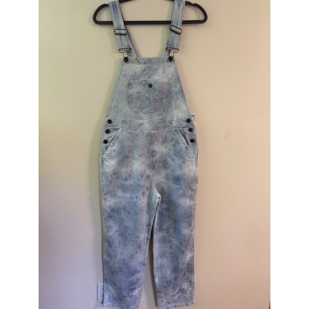 Faherty Topsail Railroad Stripe Overalls Indigo Dyed Blue/White Coastal Boho